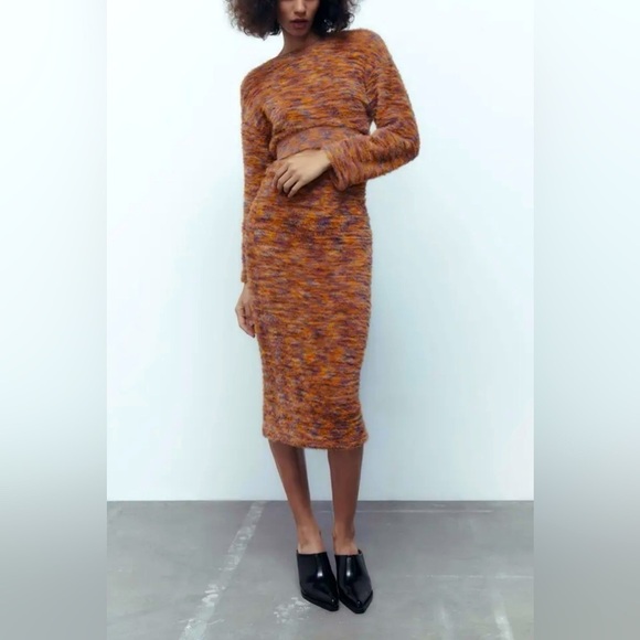 NWT ZARA Faux Fur Crop Sweater Multi M - Picture 1 of 12